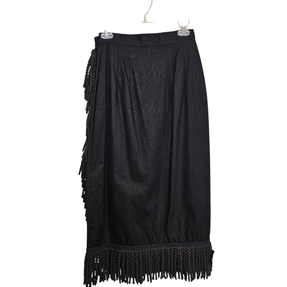 Vintage Rope Tassel Southwestern Wrap Midi Skirt Rodeo Country High-waisted - Picture 3 of 7